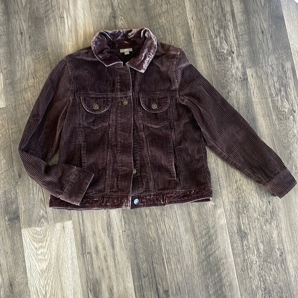 J Jill corduroy jacket velour collar Sz S